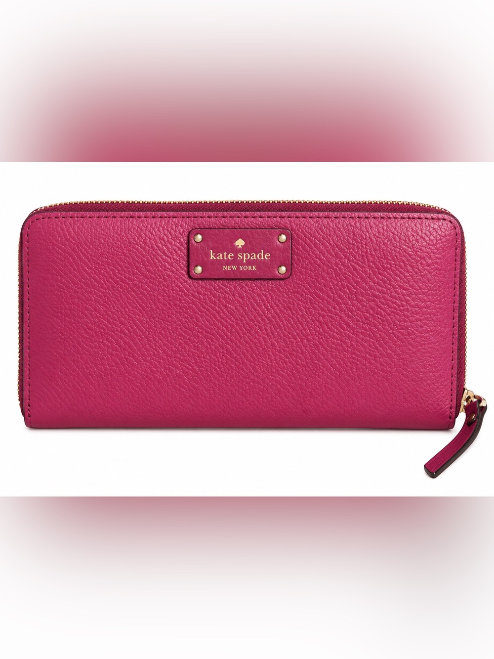 kate spade Hot Pink Pebbled Leather Zip Wallet